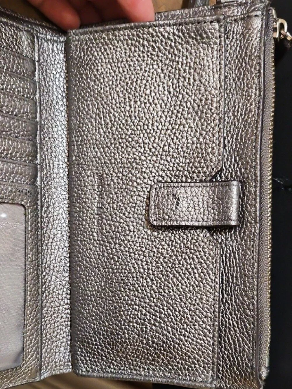 Michael Kors Metallic Pebbled Wristlet - Silver Pewter